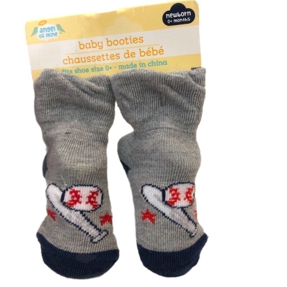 Angel of Mine Baby Booties Gray Baseball Size Newborn 0+ Months